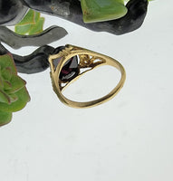 10k gold cabochon garnet estate Deco ring