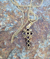 Victorian gold amethyst & diamond CROSS pendant necklace
