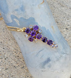 Victorian gold amethyst & diamond CROSS pendant necklace