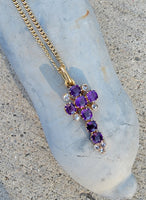 Victorian gold amethyst & diamond CROSS pendant necklace