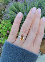 Platinum precious topaz & baguette diamond ring - pear cut