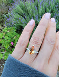 Platinum precious topaz & baguette diamond ring - pear cut