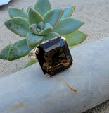 14k gold smokey quartz cocktail estate ring