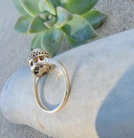 14k yellow gold Edwardian pearl & diamond halo ring