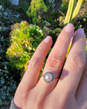 14k yellow gold Edwardian pearl & diamond halo ring