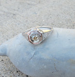 18k gold white gold c.1920's filigree diamond ring