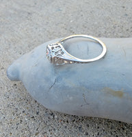 18k gold white gold c.1920's filigree diamond ring