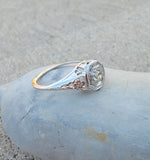 18k gold white gold c.1920's filigree diamond ring