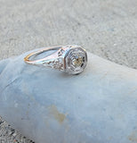 18k gold white gold c.1920's filigree diamond ring