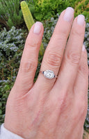 18k white gold vintage Art Deco Diamond & Sapphire filigree Ring