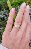 18k white gold vintage Art Deco Diamond & Sapphire filigree Ring