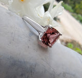 14k white gold pink Tourmaline solitaire ring  - custom