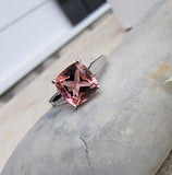 14k white gold pink Tourmaline solitaire ring  - custom