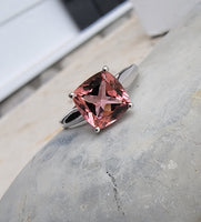 14k white gold pink Tourmaline solitaire ring  - custom
