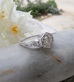 18k gold white gold c.1920's filigree diamond ring