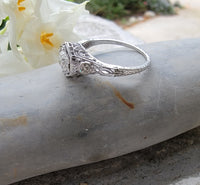 18k gold white gold c.1920's filigree diamond ring