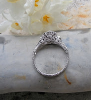 18k gold white gold c.1920's filigree diamond ring