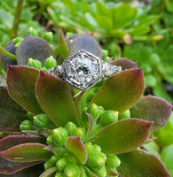 18k gold white gold c.1920's filigree diamond ring