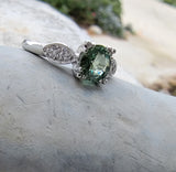 platinum green sapphire & diamond estate ring