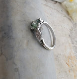platinum green sapphire & diamond estate ring