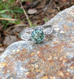 platinum green sapphire & diamond estate ring