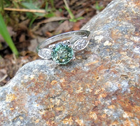 platinum green sapphire & diamond estate ring