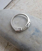 Platinum baguette diamond vintage estate band