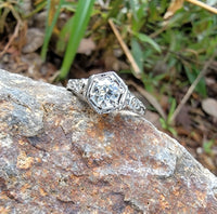 18k gold white gold c.1920's filigree diamond ring