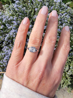 18k white gold vintage Art Deco Diamond & Sapphire filigree Ring