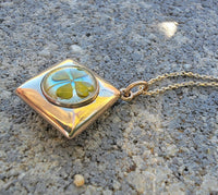 9ct gold 4 leaf clover antique vintage estate pendant necklace