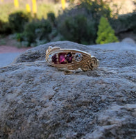 14k gold ruby & diamond estate vintage band