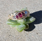 14k gold ruby & diamond estate vintage band