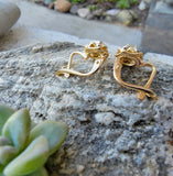 14k gold two tone sapphire lever back earrings