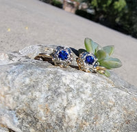 14k gold two tone sapphire lever back earrings