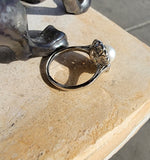 Platinum Edwardian pearl & diamond halo ring