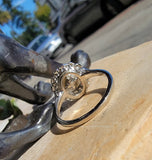Platinum Edwardian pearl & diamond halo ring