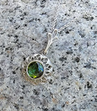 14k white gold green tourmaline filigree necklace pendant lavaliere