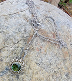14k white gold green tourmaline filigree necklace pendant lavaliere