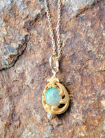 10k gold jade & diamond nouveau necklace pendant