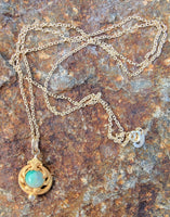 10k gold jade & diamond nouveau necklace pendant