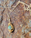 10k gold jade & diamond nouveau necklace pendant