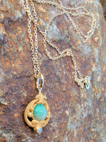 10k gold jade & diamond nouveau necklace pendant