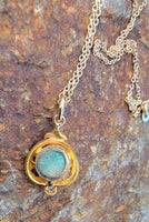 10k gold jade & diamond nouveau necklace pendant