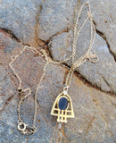 10k gold Deco opal & seed pearl necklace pendant lavaliere