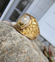 14k gold Gold in Quartz - Natural Nugget inlay estate men's ring