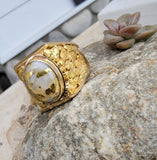 14k gold Gold in Quartz - Natural Nugget inlay estate men's ring