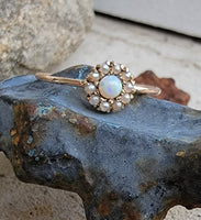 10k gold Victorian opal & seed pearl ring