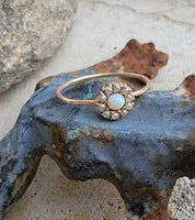 10k gold Victorian opal & seed pearl ring