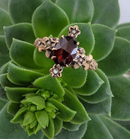 10k gold Victorian pearl & garnet ring