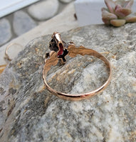 10k gold Victorian pearl & garnet ring